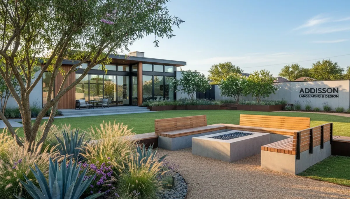 Landscaping crew providing lawn care and yard maintenance in Dallas, TX