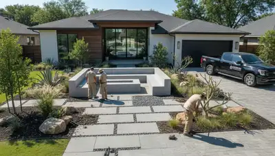 Dallas, TX landscaping crew providing professional lawn care and yard maintenance