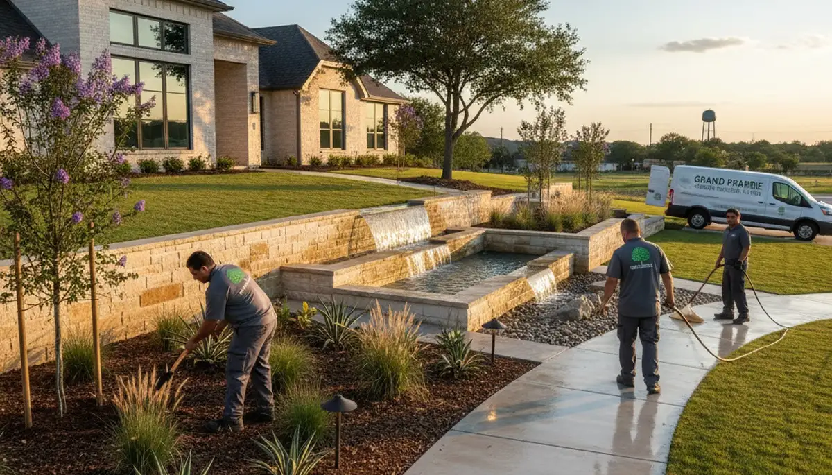 Dallas, TX landscaping team providing professional lawn care and landscape maintenance for local homes