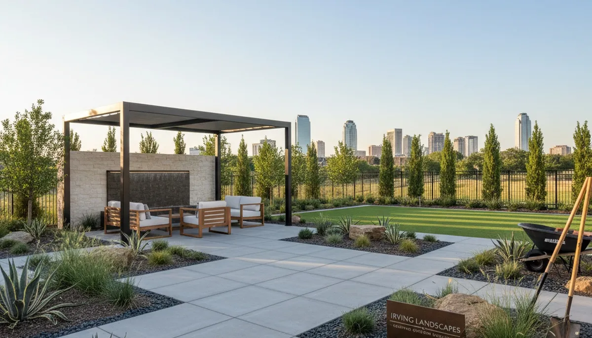 Landscaping crew providing lawn care and landscape maintenance in Dallas, TX