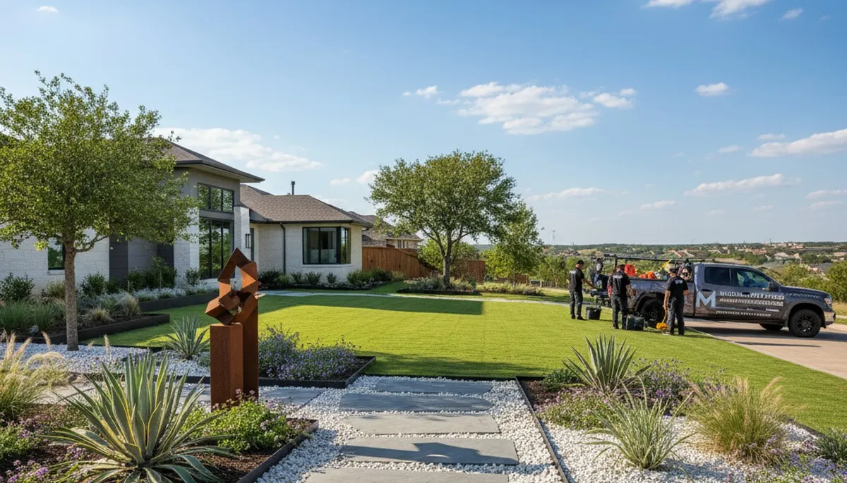 Landscaping crew in Dallas, TX providing lawn care and outdoor property maintenance