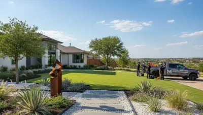 Landscaping crew in Dallas, TX providing lawn care and outdoor property maintenance