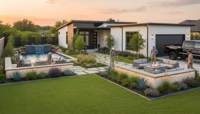 Landscaping crew in Dallas, TX providing professional lawn care and outdoor maintenance