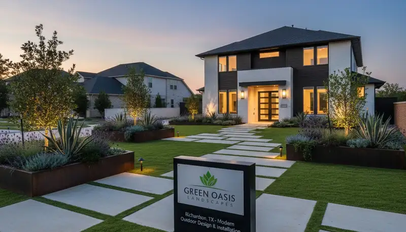 Dallas TX landscaping service for a residential yard with professional outdoor maintenance work