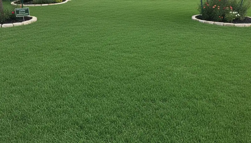 Lush green residential lawn maintained by professional landscapers in Dallas, TX