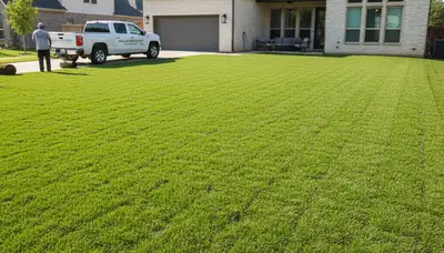 Freshly installed green sod lawn by professional landscapers in Dallas, TX for instant yard transformation