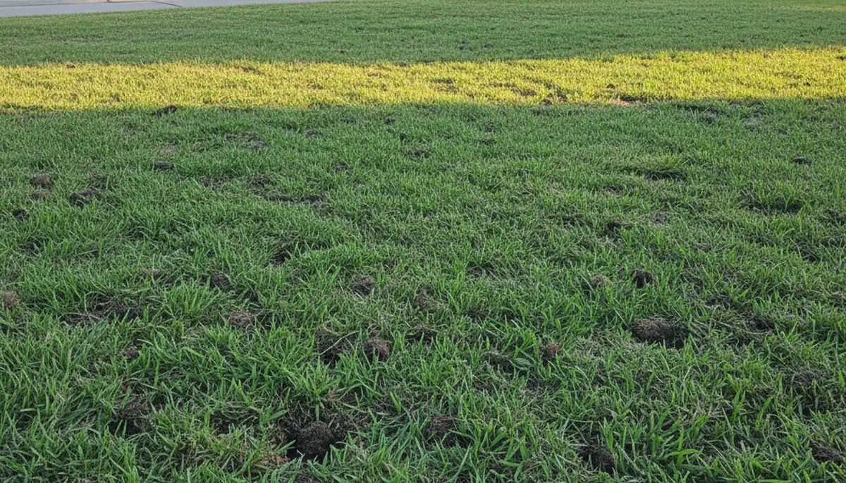 Dallas lawn recovering after professional aeration service showing healthy turf growth and soil improvement